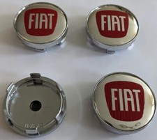 4 pcs Fiat Alloy Wheel Center Cap Hub Centre Caps Brand New 60mm Silver Red
