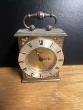 Vintage Swiza 8 Day Miniature Brass Alarm Clock Made In Switzerland Working VGC
