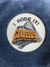 3” Magic Mountain Colossus Rollercoaster Button Pin 1978 Six Flags KISS phantom