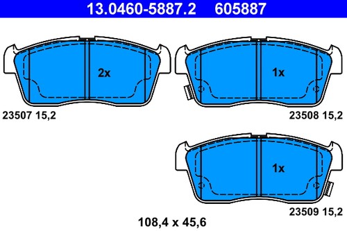 Front brake pad set - brake, disc