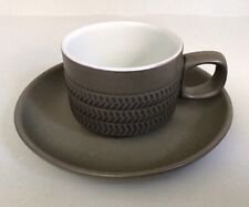 Vintage Denby Chevron Coffee Cups & Saucers - Excellent - 3 Bands