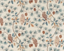 SANDERSON CURTAIN FABRIC DESIGN Owlswick 2 METRES TEAL  COTTON BLEND