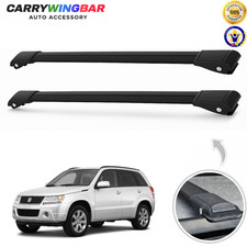 To Fits Suzuki Grand Vitara 2000-2015 Flush Roof Racks Cross Bars Black Set 2Pcs