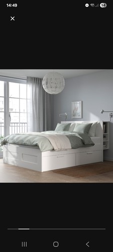 White ikea brimnes bed frame - white,