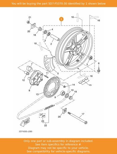 Yamaha cast wheel - wheel,, rear