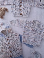 Baby/Childrens DK Cable Cardigan,Jumper & waistcoat knitting pattern 12”-22”