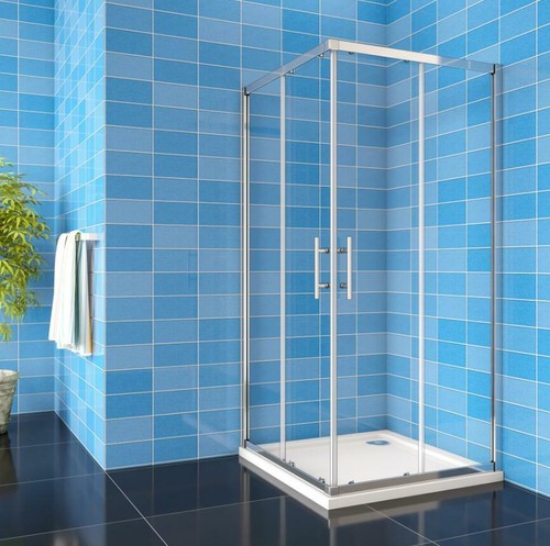 Corner entry shower enclosure - entry,