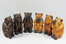 Wooden set of three 3 wise