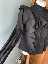 zara black blouse Shirred