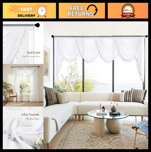 Semi sheer voile beaded - voile, swag