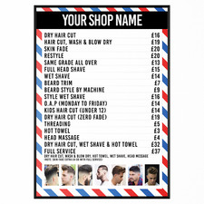 Barber shop Poster Price List SIGN Salon Window ADVERTING PRICES A5 A4 A3 A2 A1