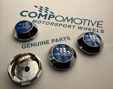 4 Genuine Blue logo wheel Centre Caps COMPOMOTIVE alloys MO TH2 TH LTD Edition