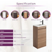 Light Oak Cloakroom Compact Vanity Unit Basin Sink Floor Standing | 2 Sizes