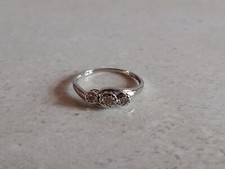 Antique 9ct White Gold 3 Diamond engagement ring