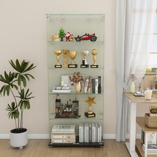 5-Tier Tempered Glass Display Case Curio Storage Cabinet w/5 Dynamic LED Modes