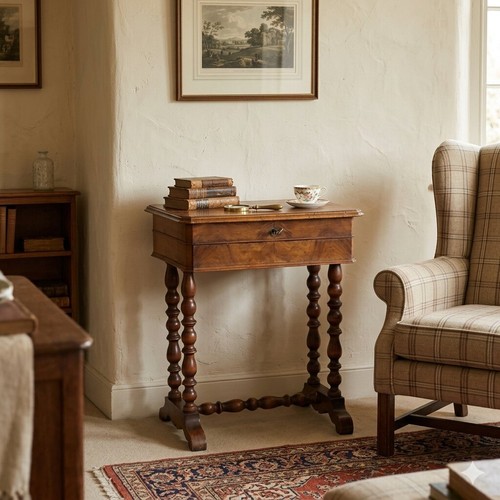 Antique sewing table walnut - sewing,