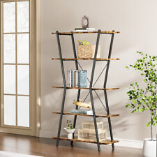 Vintage Industrial Bookcase Rustic Storage Cabinet Tall Shelf Rack Metal Display