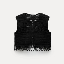 ZARA Black Macrame Cropped