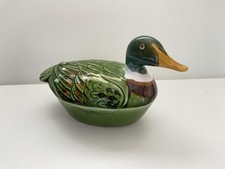 Vintage Ceramic Duck Trinket Pate Terrine Dish Michel Caugant 17.5cm x 9cm