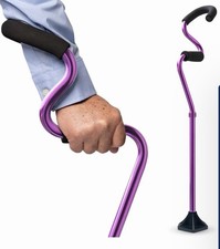 StrongArm Comfort Cane PURPLE Standing Base & Clip-On Safety Light Walking Stick