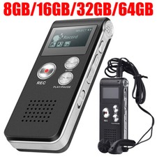 Digital Voice Recorder Dictaphone Audio MP3 Player Sound Voice Recording 8-64GB