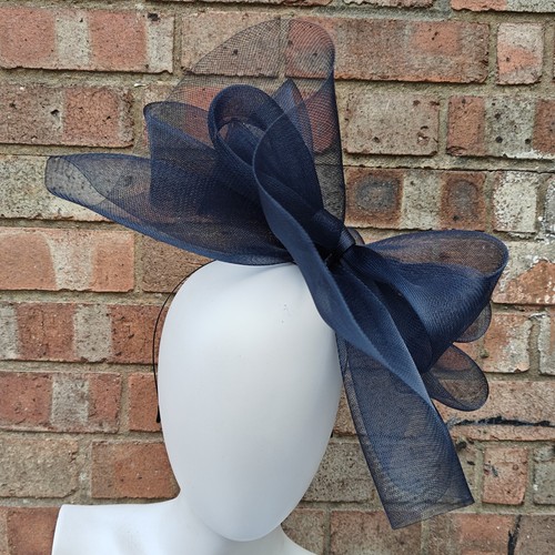 Dark navy handmade fascinator - navy,