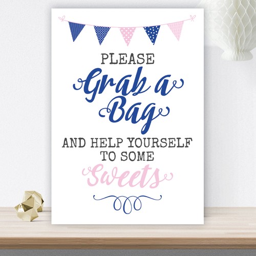 Pink blue bunting grab a - blue,
