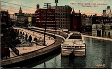 POSTCARD CANAL BOATS GOING OVER AQUEDUCT ROCHESTER NEW YORK