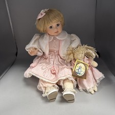 Alberon Porcelain Doll Katie with Rag Doll Unboxed with Tag