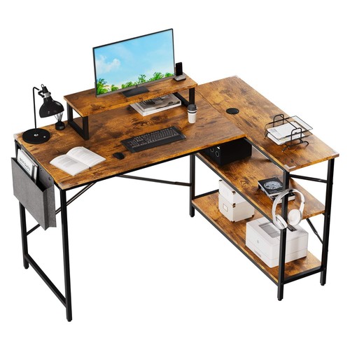 Shaped corner desk - desk, bookshelf