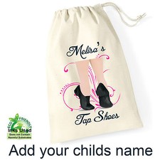 Tap Dance Shoes Jazz Draw String Shoe Bag Sack Personalised Name Birthday Gift
