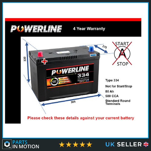 Car battery 334 powerline 250 - 334,