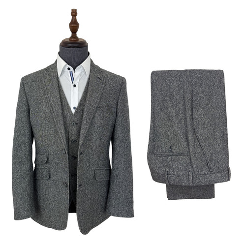 Grey tweed suit donegal - suit,