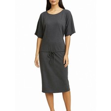 Jil Sander Gray Wool Drop waist Drawstring Dress Dolman Half Sleeve Size 40