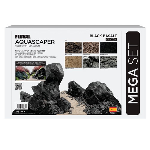 Fluval black basalt stone rock - black,