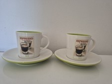 Starbucks Coffee set of 2 Demitasse Espresso Cups Green White Roast Bold Design 