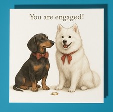 Dachshund and Samoyed - Engagement Card  Personalised Dog Card & Envelope Couple