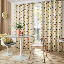 Orla Kiely Iconic Spot Flower Ready Made 'Blackout Lined' Curtains - Clearanc...