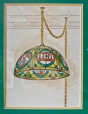 RCA Nipper Dog Gramophone Stained Glass Concept Art c1970s Original Rendering