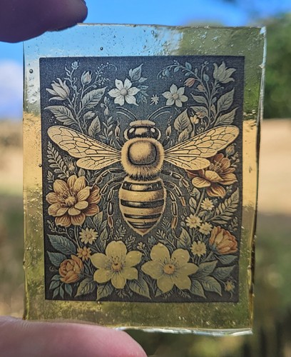 Stained glass bee kiln fired - stained,