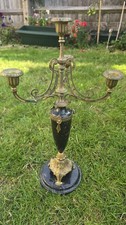 Antique  Brass Black Marble Candelabra Napoleon III Style, 4 Arms