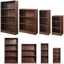 Bookcase Shelving Unit Dark Wooden Bookshelf Walnut Display Adjustable Shelves