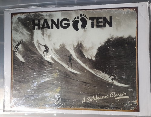 Hang ten surfing tin metal - tin,