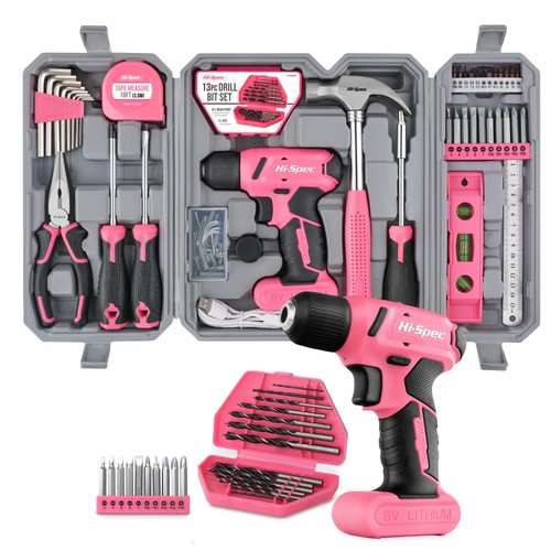 57pc pink tool - kit, drill
