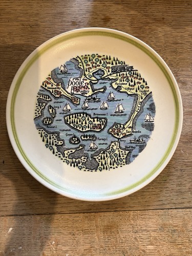 Poole pottery plate - pottery, map