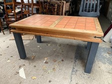 Vintage Retro Heavy Pine Tile Top Pine Kitchen Dining Table Detachable Legs