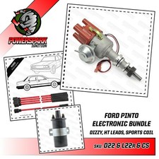 Ford Pinto engine Electronic Distributor Coil Red 8mm Double Silicone HT Leads