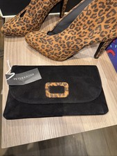 Peter Kaiser kasinda Black Suede Bag With Animal Print Detail