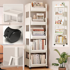 5 Tier Storage Trolley Cart On Wheels Kitchen Rolling Organizer Rack Room White