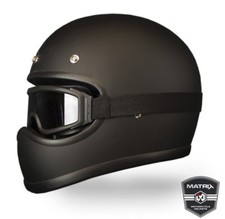 Full Face Motorcycle Helmet Scrambler Retro Vintage style Black